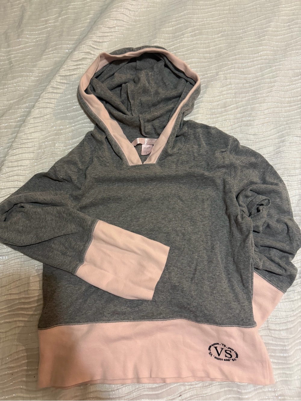 Victoria's Secret Gray & Pink Hooded Pullover Sweatshirt